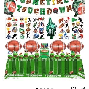 Football Party Supplies Set - Green and Brown